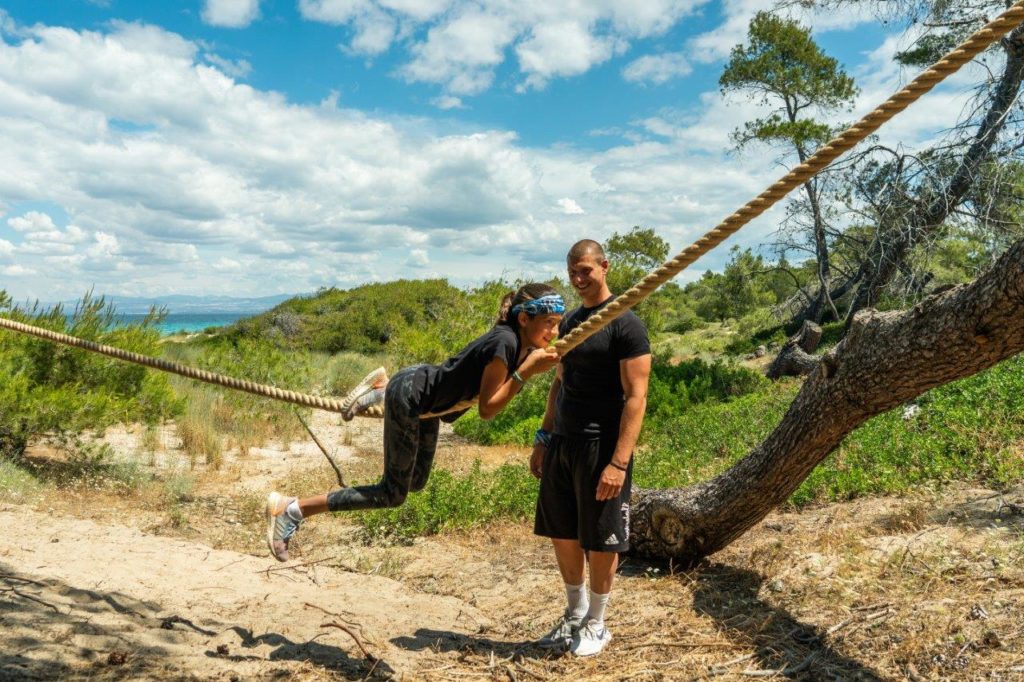Bear Grylls Survival Academy rope crossing at Sani Resort in Greece